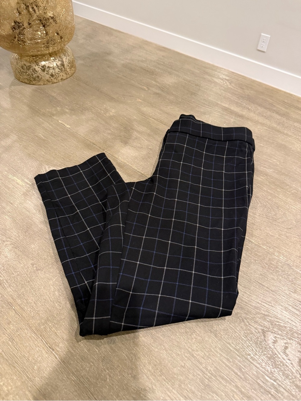 Amanda & Chelsea Black Windowpane Straight-Leg Pants